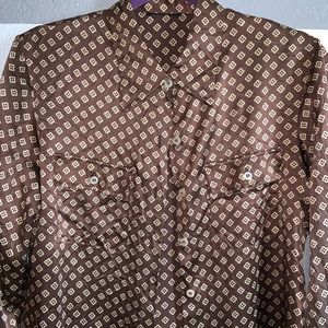 Tan silk button up